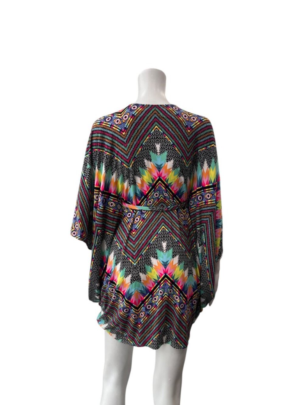 $276 Mara Hoffman Swim Multi Geometric Cover-Up Mini poncho Dress one size - Picture 4 of 7